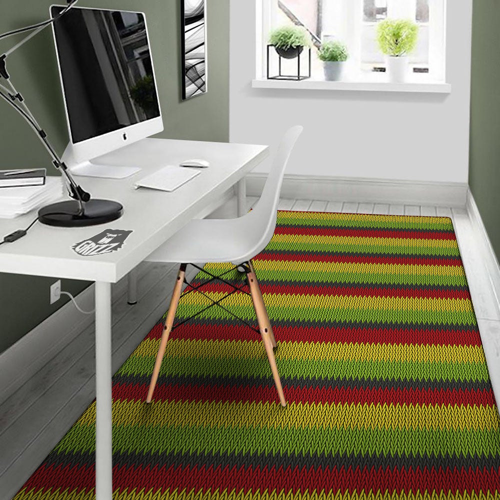 Reggae Knitted Style Print Pattern Floor Mat-grizzshop