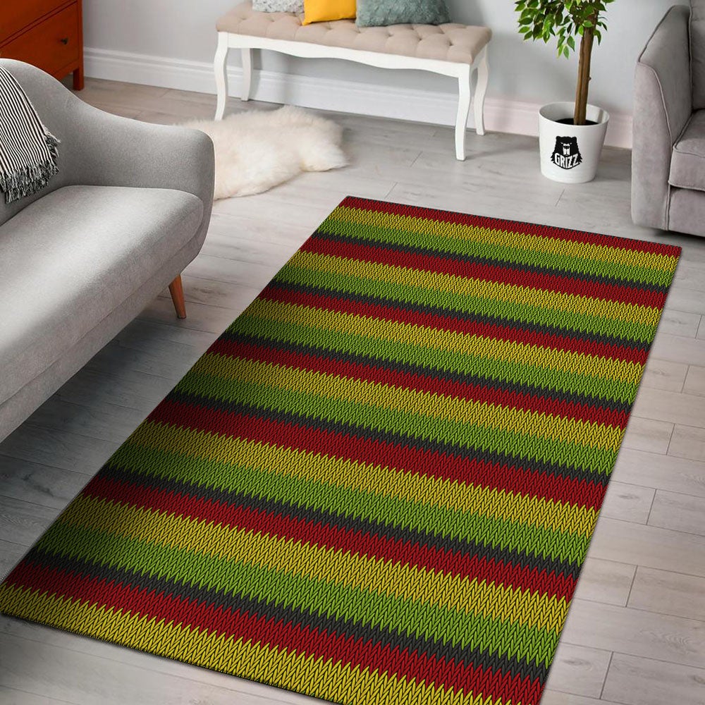 Reggae Knitted Style Print Pattern Floor Mat-grizzshop