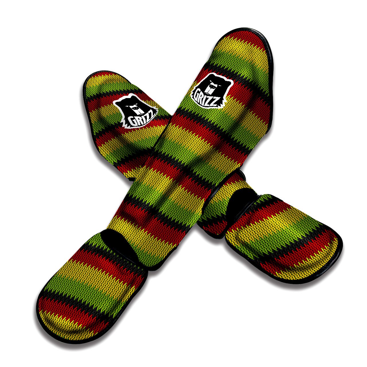 Reggae Knitted Style Print Pattern Muay Thai Shin Guards-grizzshop