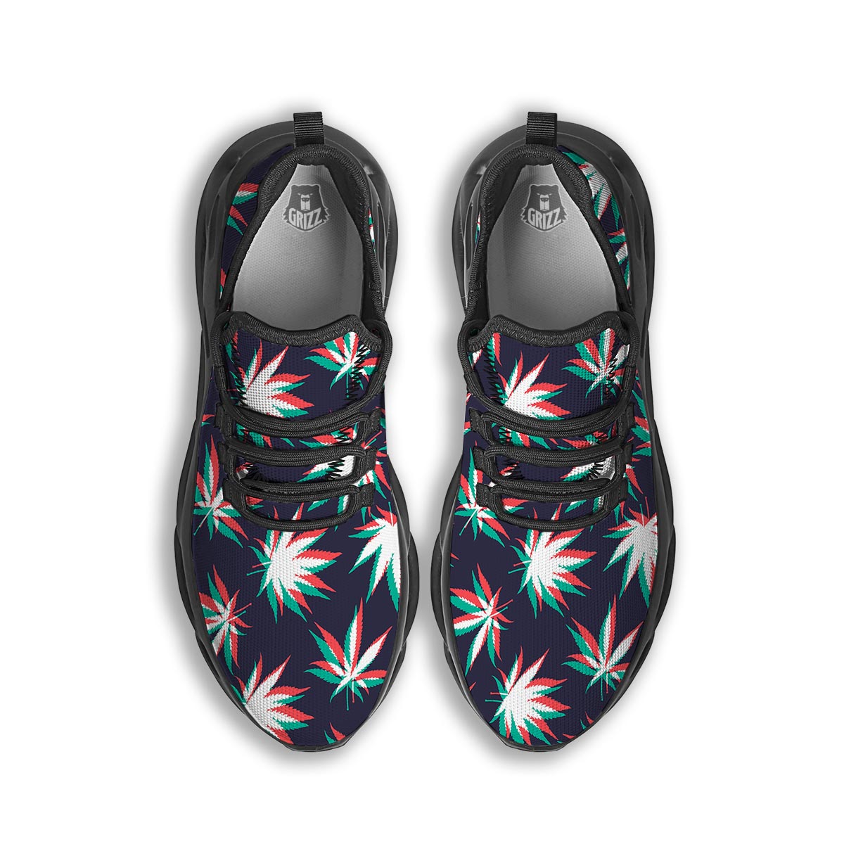 Reggae Leaf Psychedelic Black Running Shoes-grizzshop