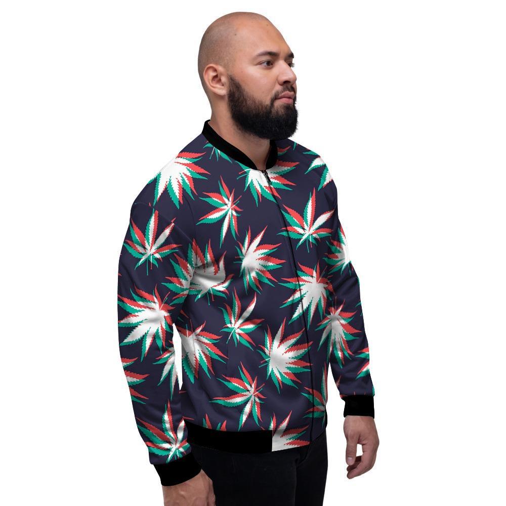 Reggae Leaf Psychedelic Men's Bomber Jacket-grizzshop