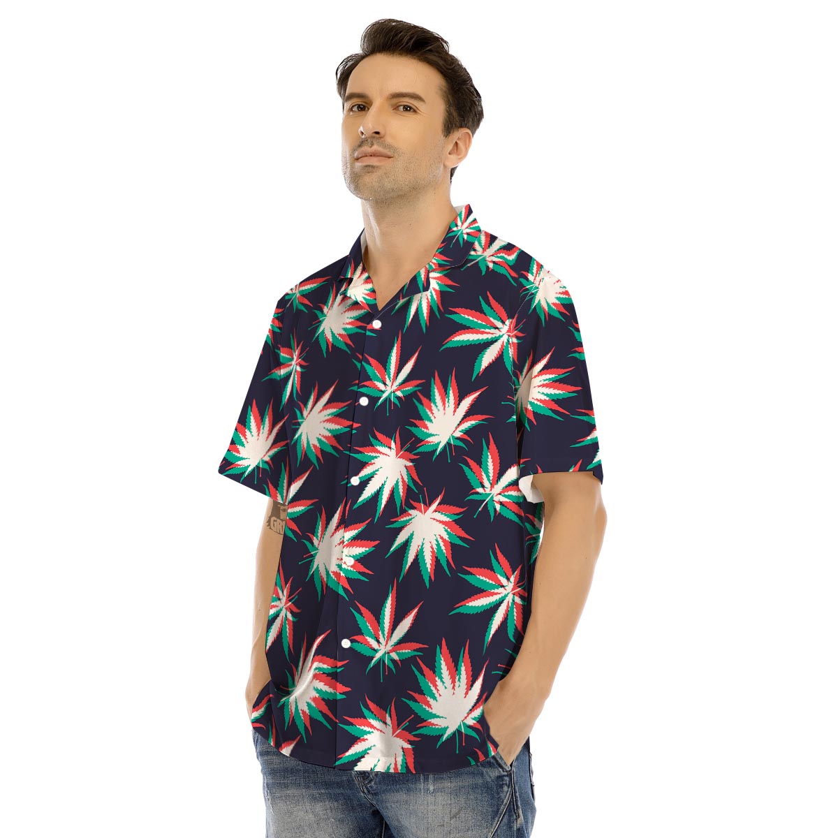 Reggae Leaf Psychedelic Men’s Hawaiian Shirt-grizzshop