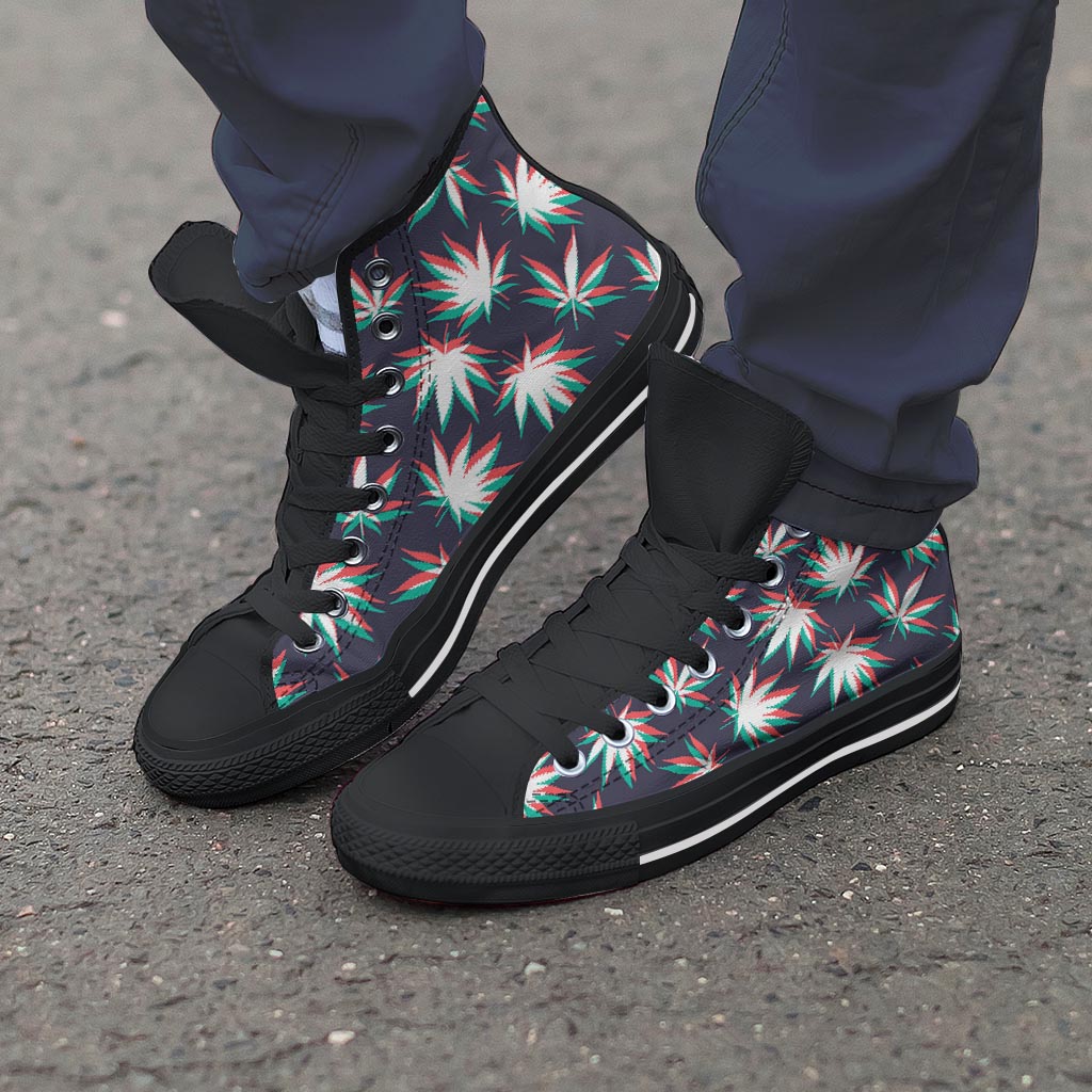 Reggae Leaf Psychedelic Men's High Top Shoes-grizzshop