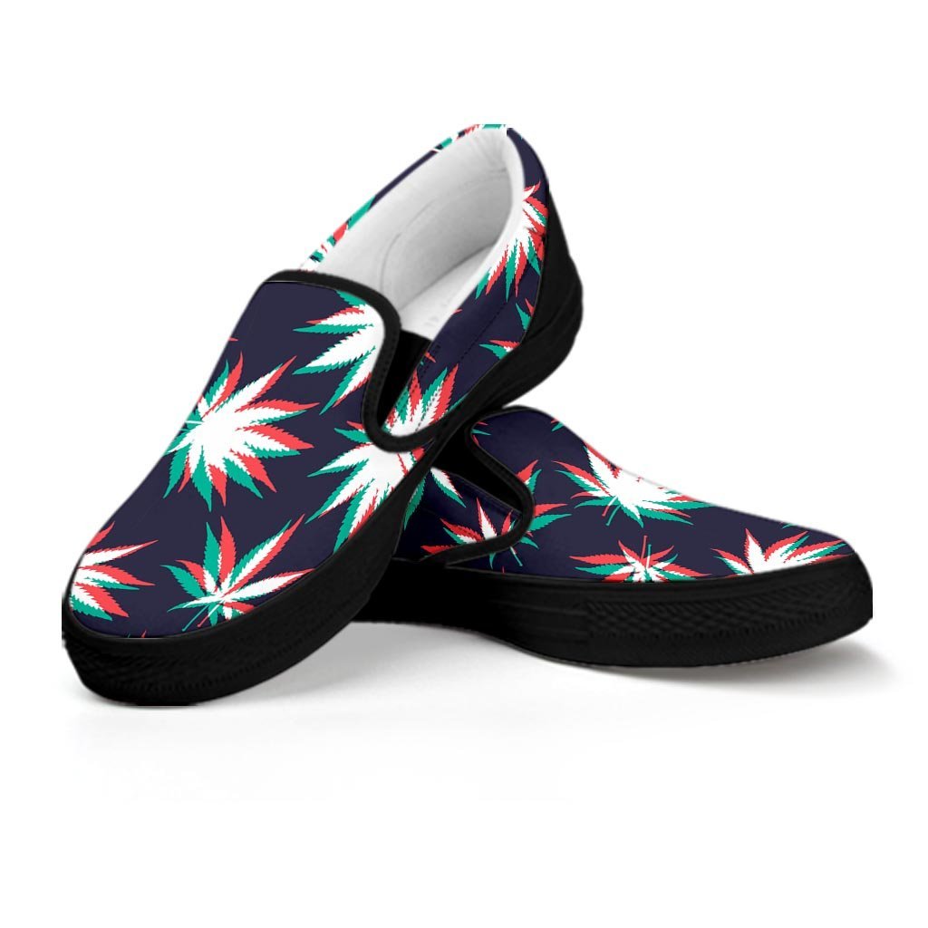 Reggae Leaf Psychedelic Men's Slip On Sneakers-grizzshop