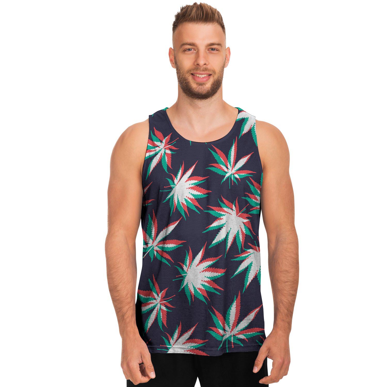 Reggae Leaf Psychedelic Men's Tank Tops-grizzshop