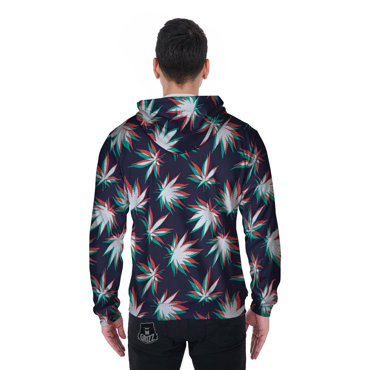 Reggae Leaf Psychedelic Men's Zip Up Hoodie-grizzshop