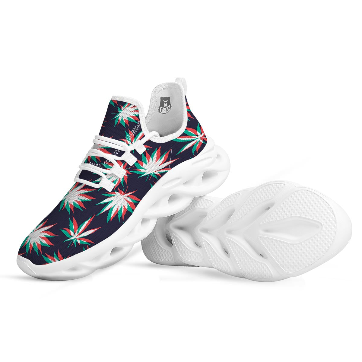 Reggae Leaf Psychedelic White Running Shoes-grizzshop