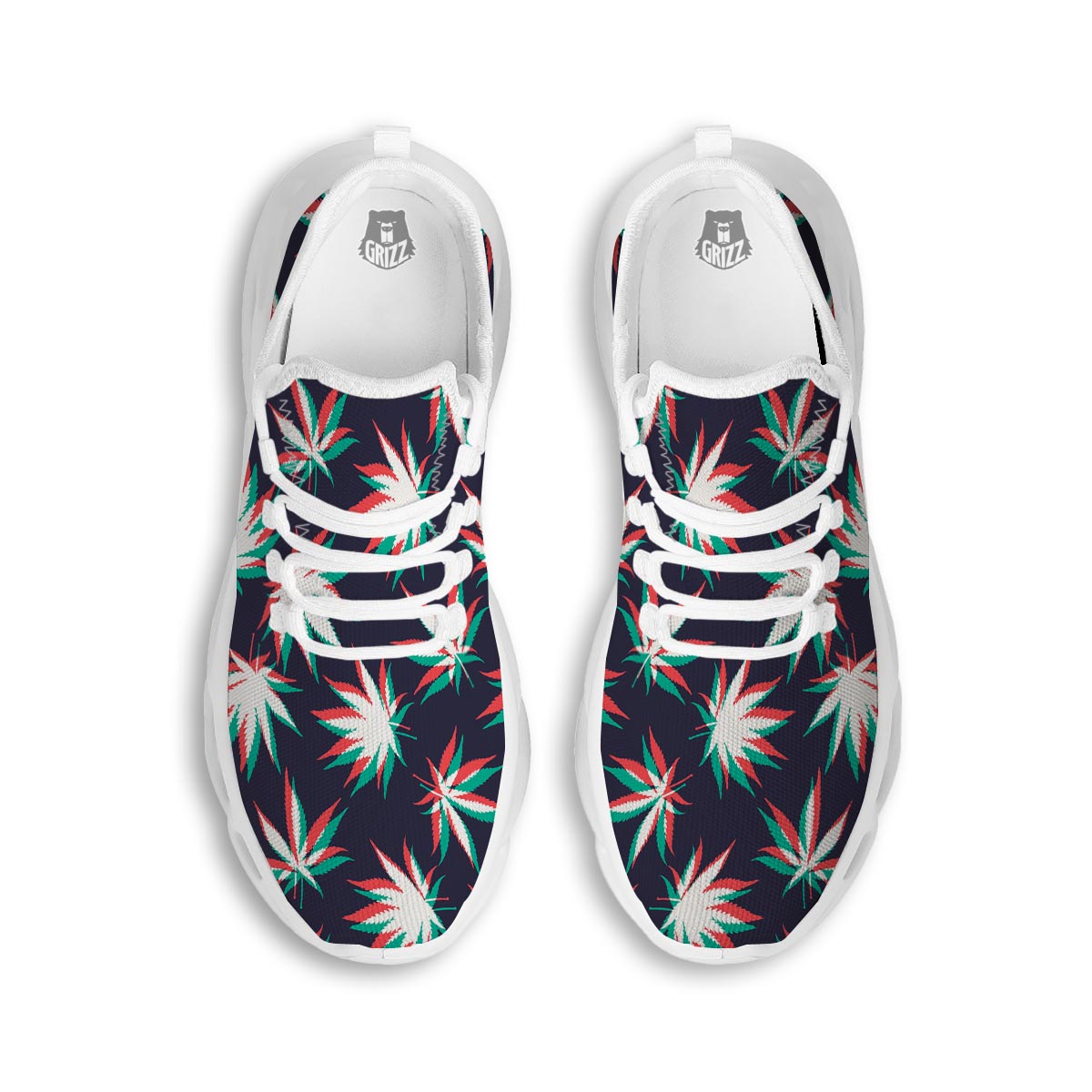 Reggae Leaf Psychedelic White Running Shoes-grizzshop