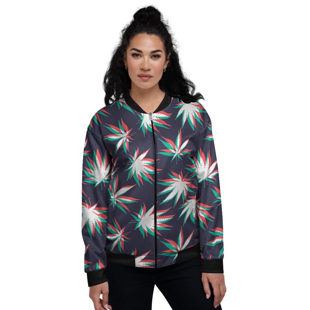 Reggae Leaf Psychedelic Women's Bomber Jacket-grizzshop