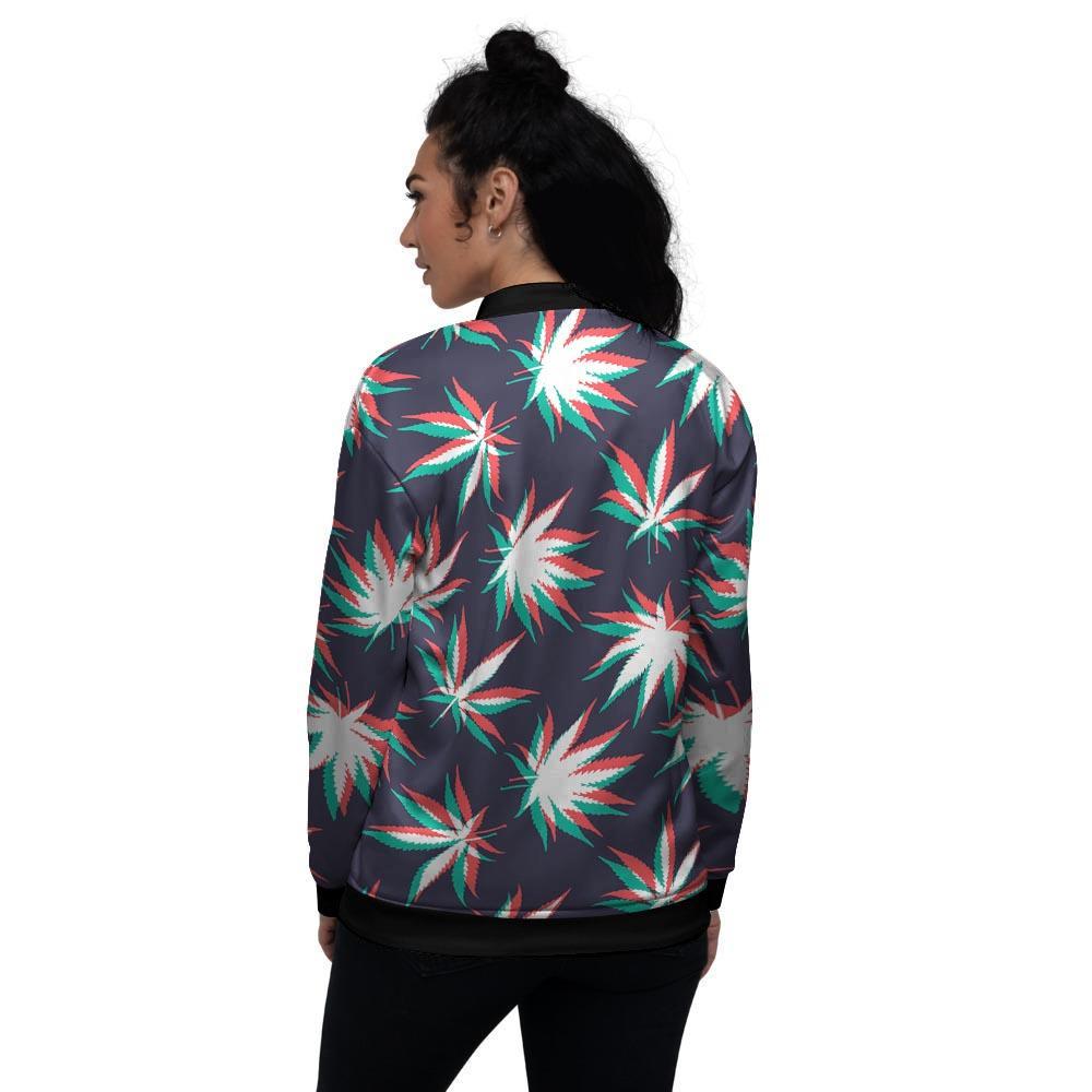 Reggae Leaf Psychedelic Women's Bomber Jacket-grizzshop