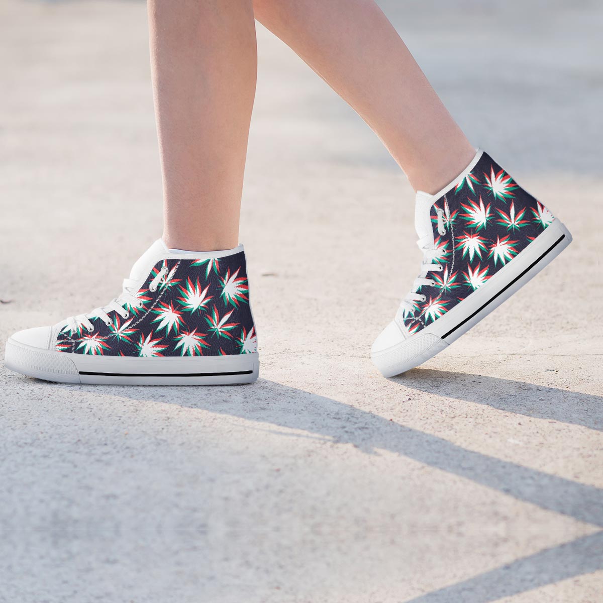 Reggae Leaf Psychedelic Women's High Top Shoes-grizzshop
