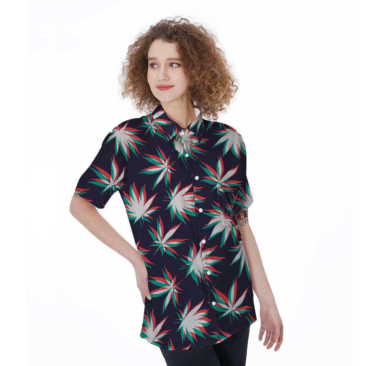 Reggae Leaf Psychedelic Women's Short Sleeve Shirts-grizzshop