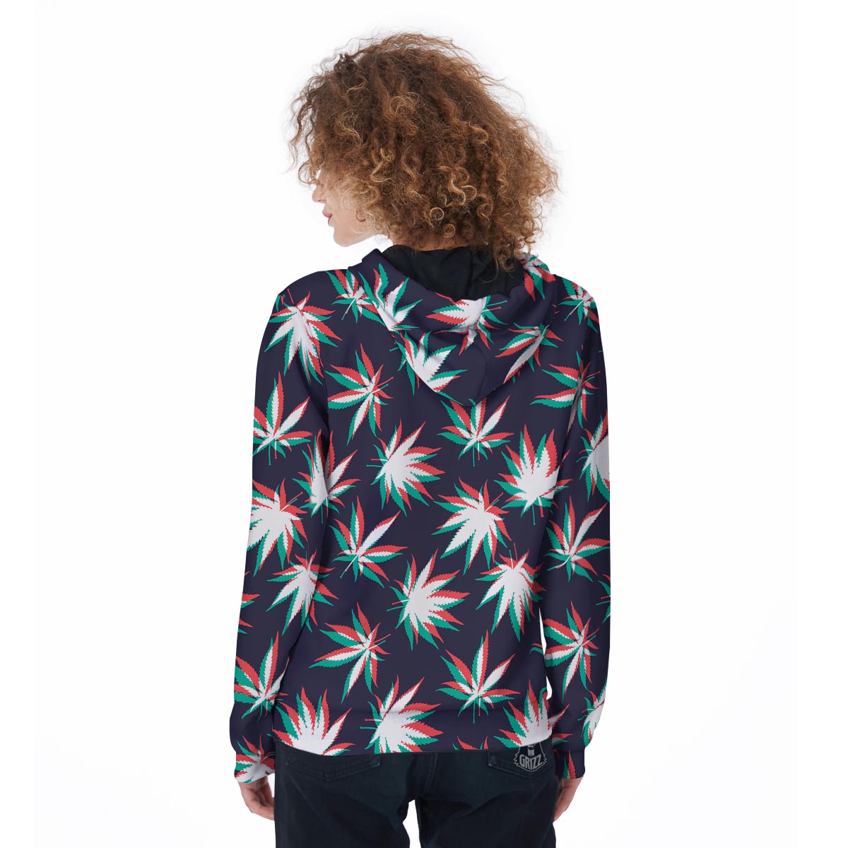 Reggae Leaf Psychedelic Women's Zip Up Hoodie-grizzshop