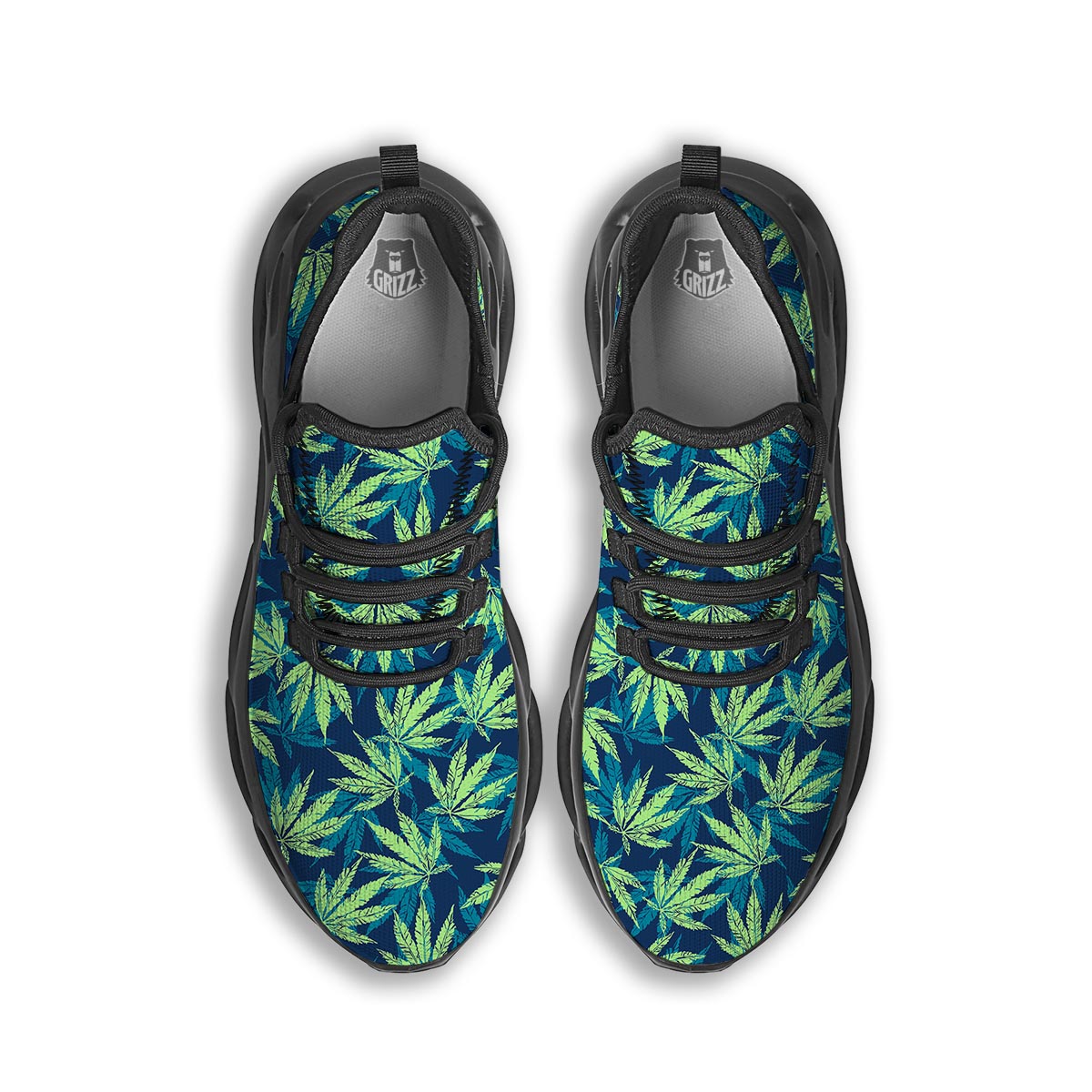 Reggae Leaf Tropical Black Running Shoes-grizzshop