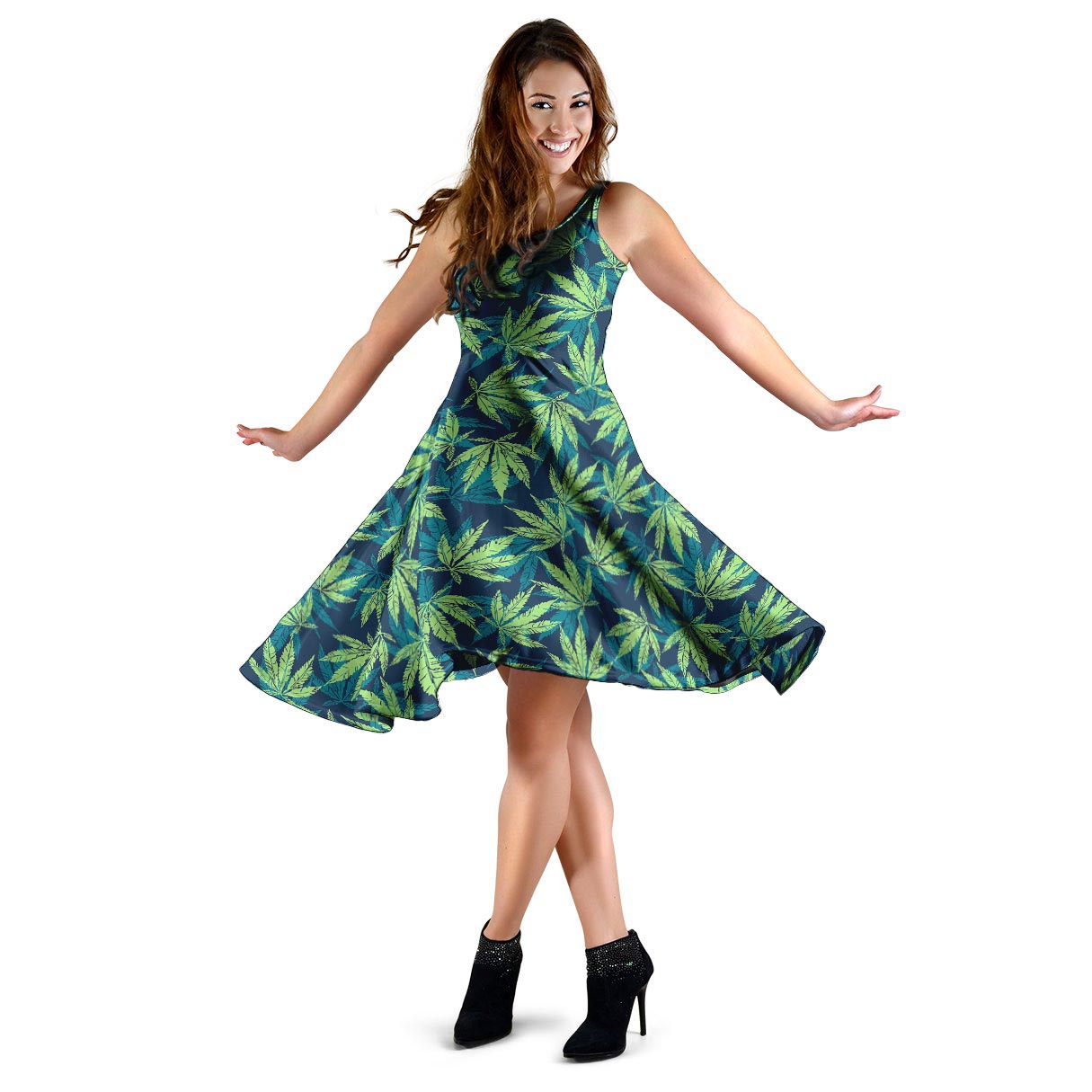 Reggae Leaf Tropical Dress-grizzshop