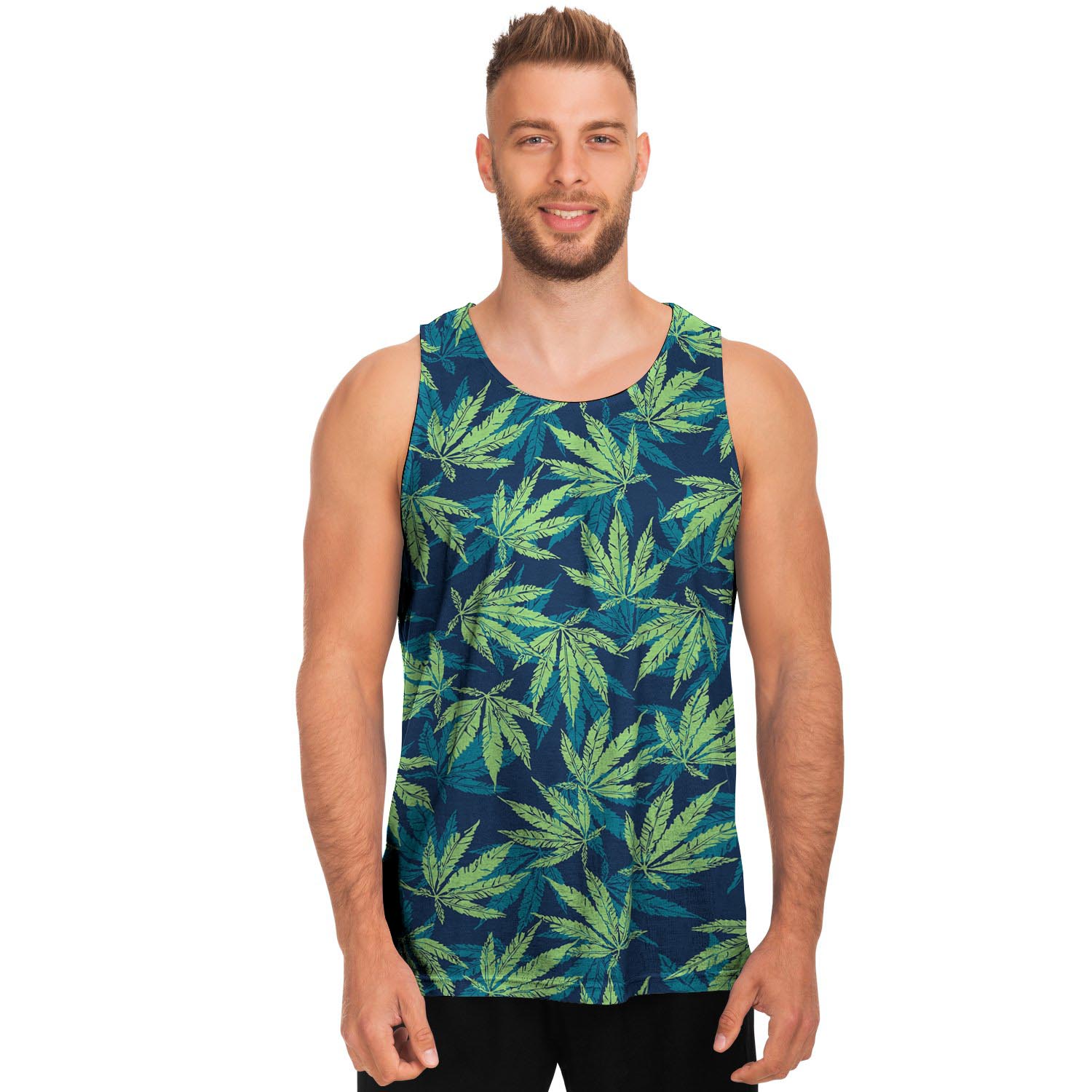 Reggae Leaf Tropical Men's Tank Tops-grizzshop