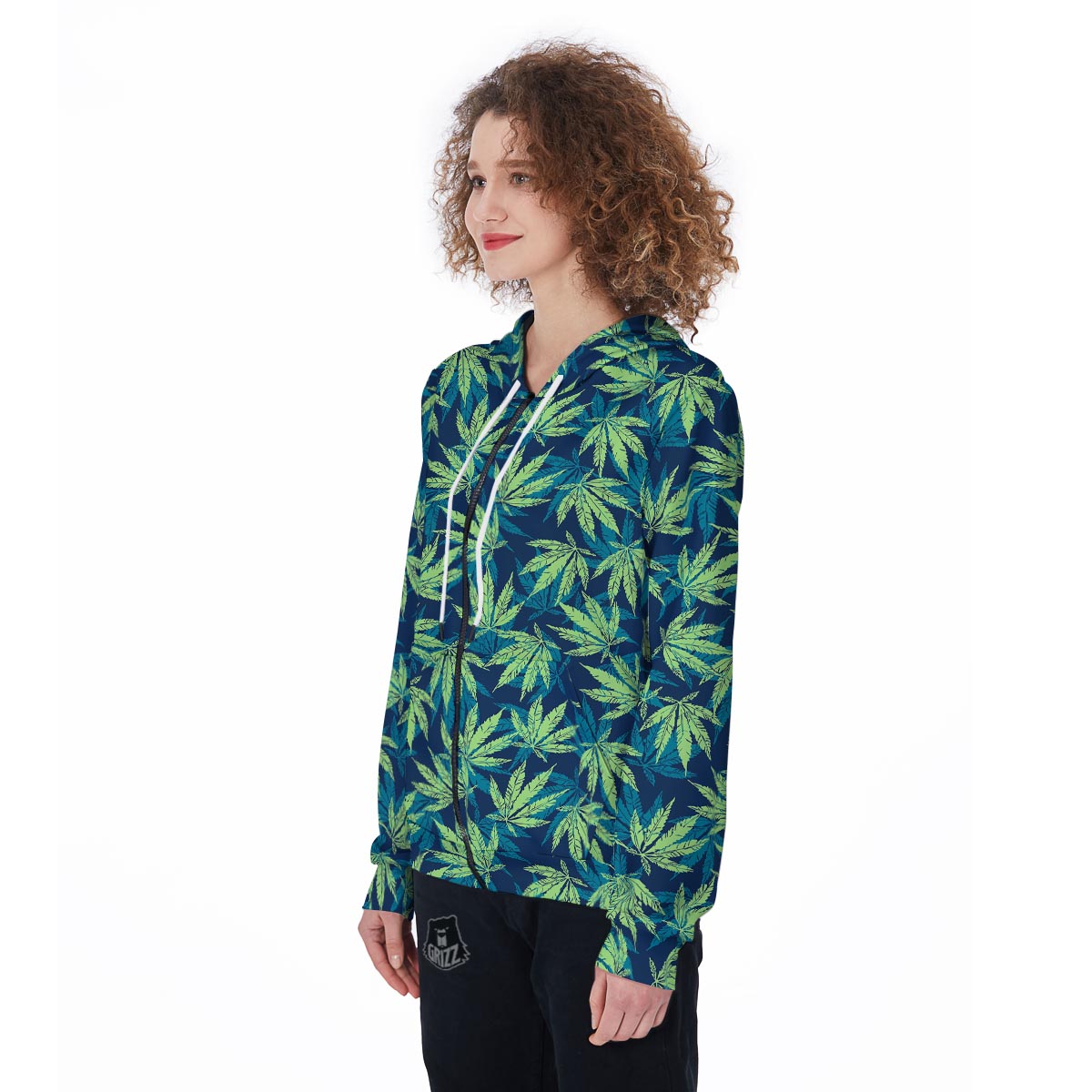 Reggae Leaf Tropical Women's Zip Up Hoodie-grizzshop