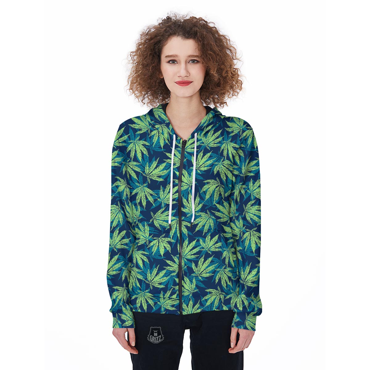 Reggae Leaf Tropical Women's Zip Up Hoodie-grizzshop
