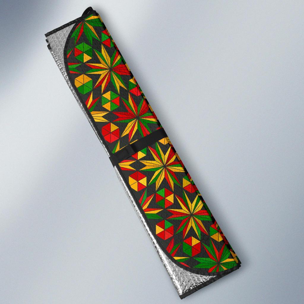 Reggae Rasta Pattern Print Car Sun Shade-grizzshop