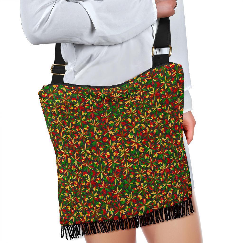 Reggae Rasta Pattern Print Crossbody Bags-grizzshop