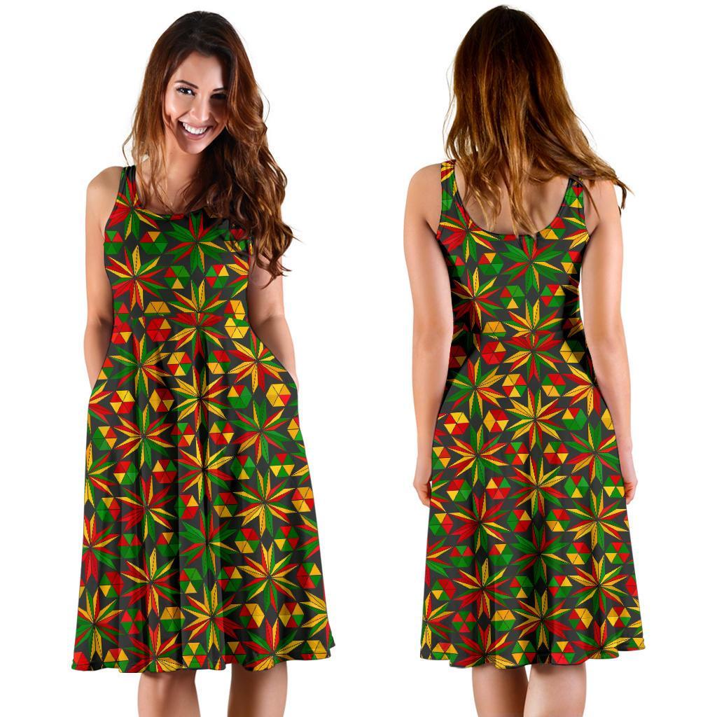 Reggae Rasta Pattern Print Dress-grizzshop