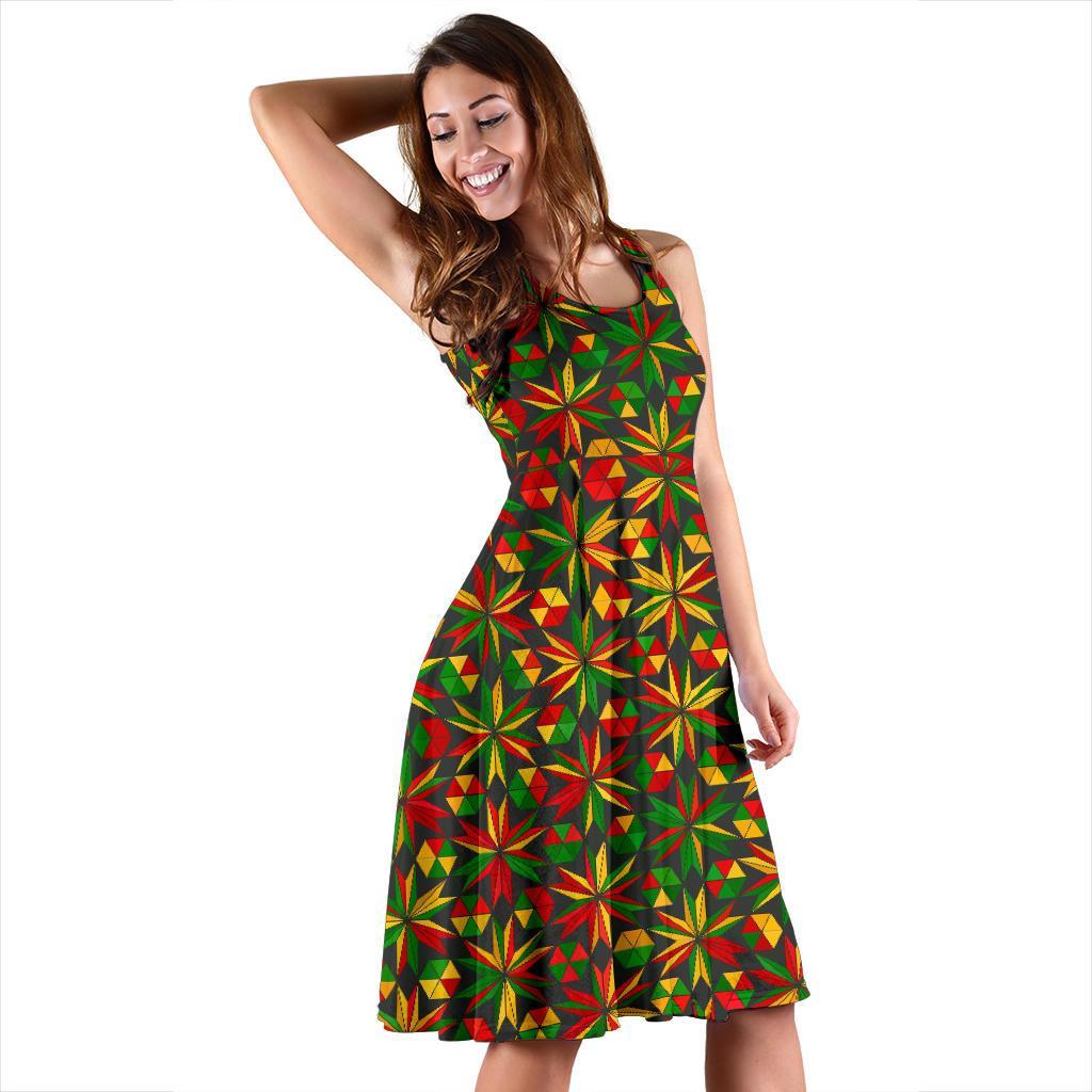 Reggae Rasta Pattern Print Dress-grizzshop
