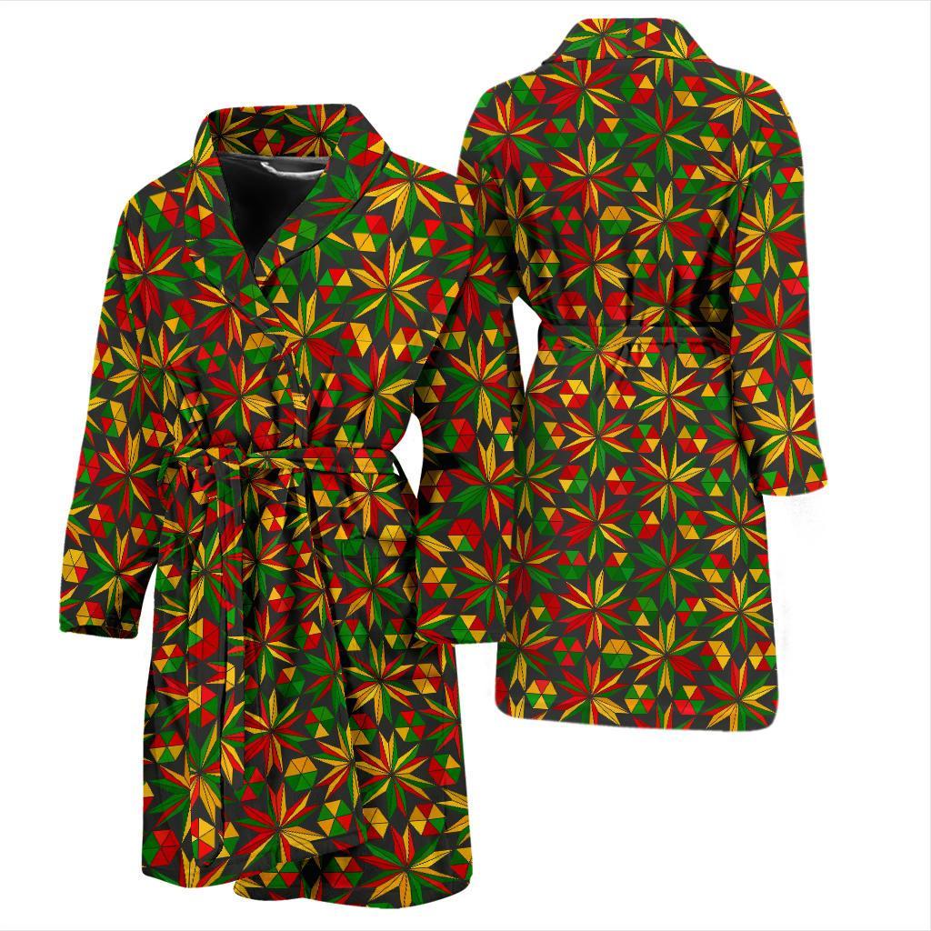 Reggae Rasta Pattern Print Men Long Robe-grizzshop