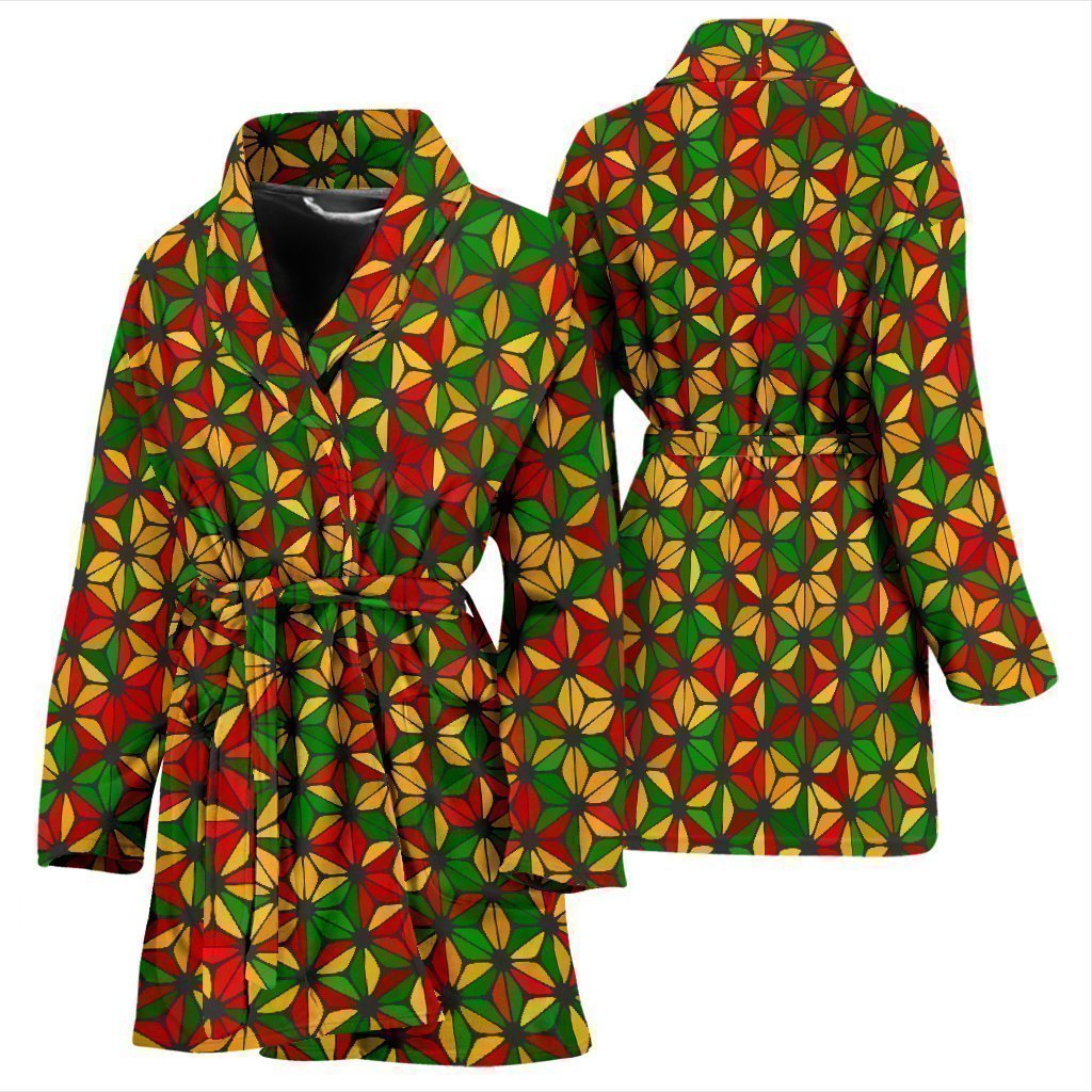 Reggae Rasta Pattern Print Women Long Robe-grizzshop