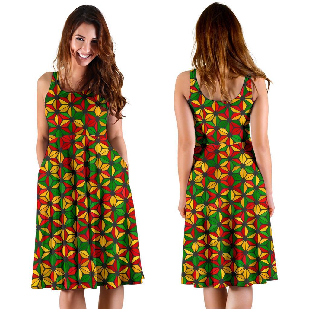 Reggae Rasta Print Pattern Dress-grizzshop