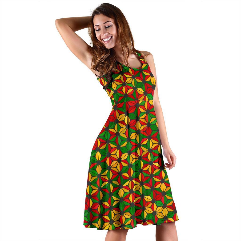 Reggae Rasta Print Pattern Dress-grizzshop