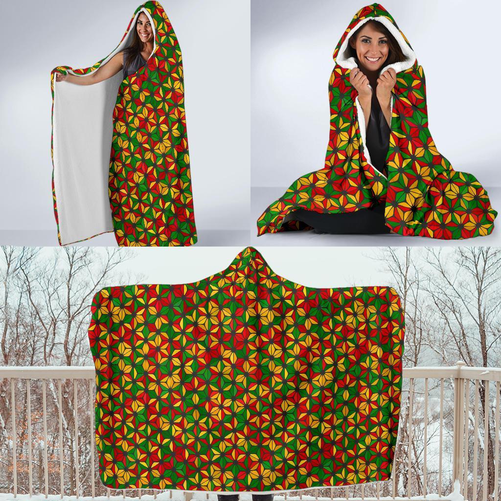 Reggae Rasta Print Pattern Hooded Blanket-grizzshop