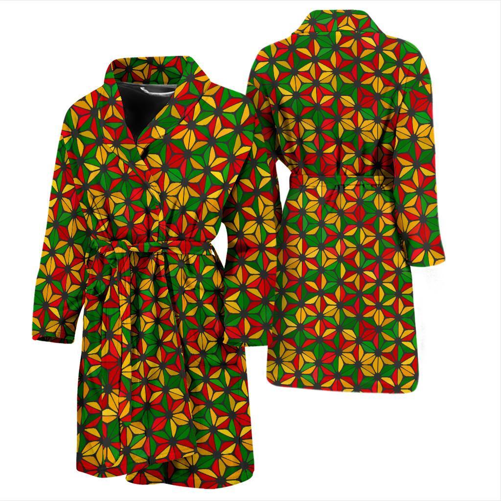 Reggae Rasta Print Pattern Men Long Robe-grizzshop