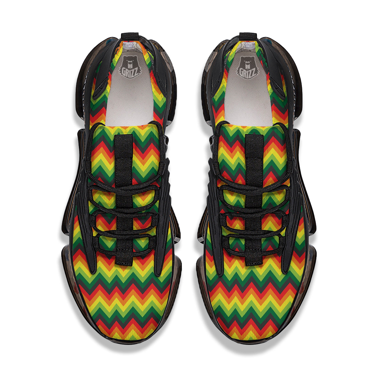 Reggae Zig Zag Print Pattern Black Gym Shoes-grizzshop