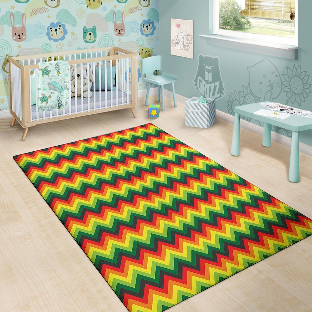 Reggae Zig Zag Print Pattern Floor Mat-grizzshop
