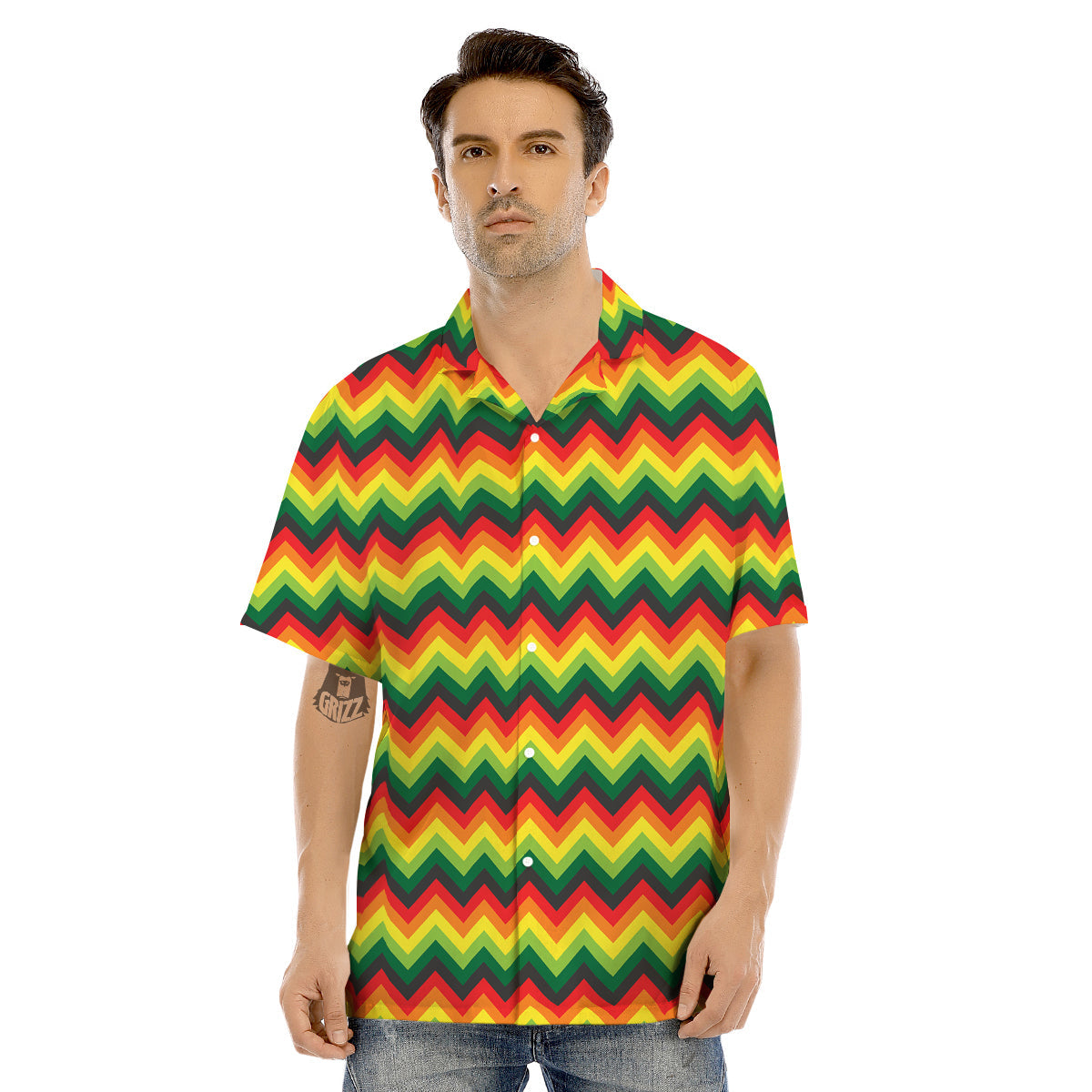 Reggae Zig Zag Print Pattern Men's Hawaiian Shirt-grizzshop