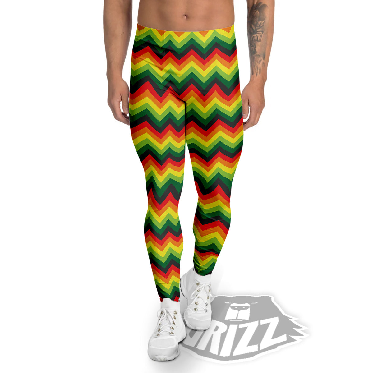 Reggae Zig Zag Print Pattern Men's Leggings-grizzshop