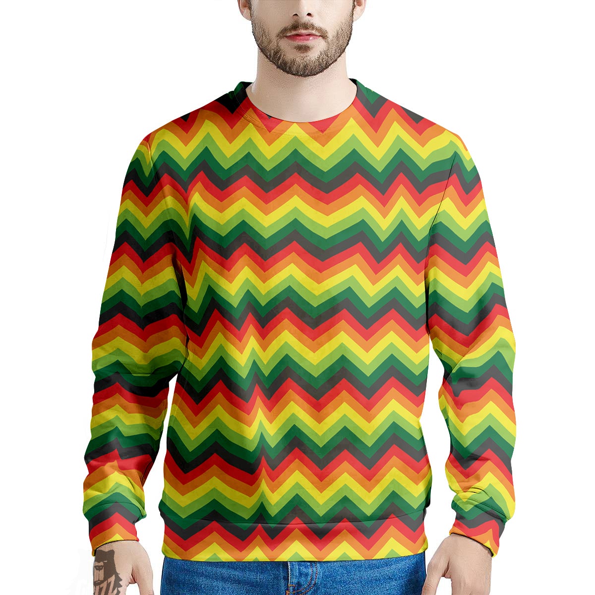 Reggae Zig Zag Print Pattern Men's Sweatshirt-grizzshop