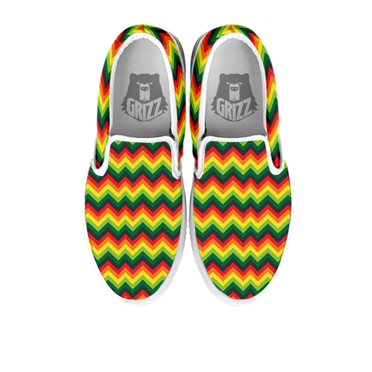 Reggae Zig Zag Print Pattern White Slip On Shoes-grizzshop