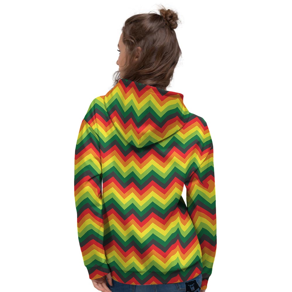 Reggae Zig Zag Print Pattern Women's Hoodie-grizzshop