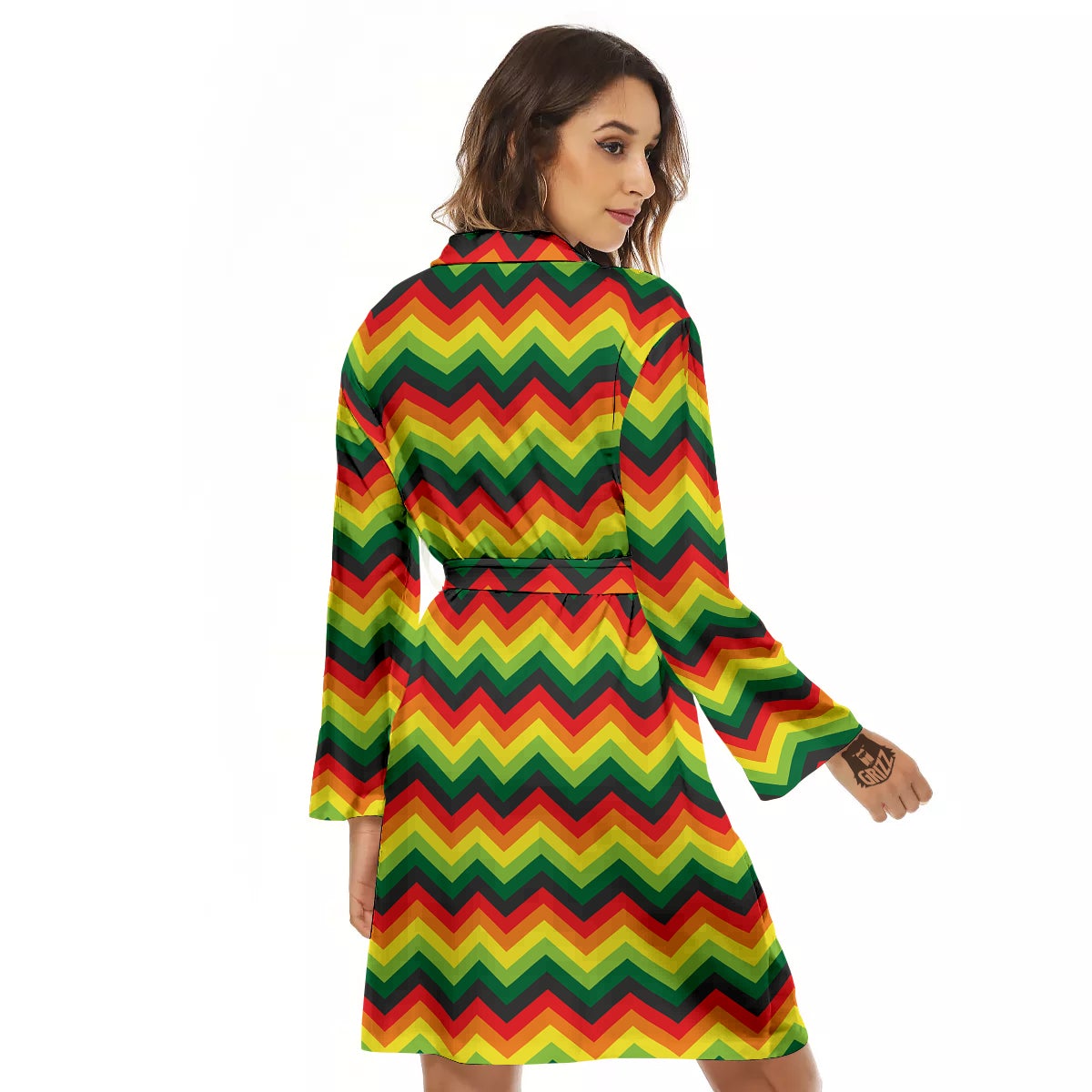 Reggae Zig Zag Print Pattern Women's Robe-grizzshop