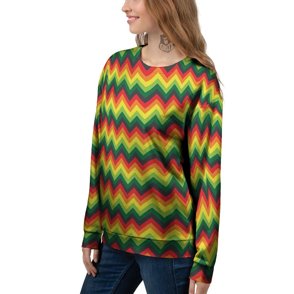 Reggae Zig Zag Print Pattern Women's Sweatshirt-grizzshop