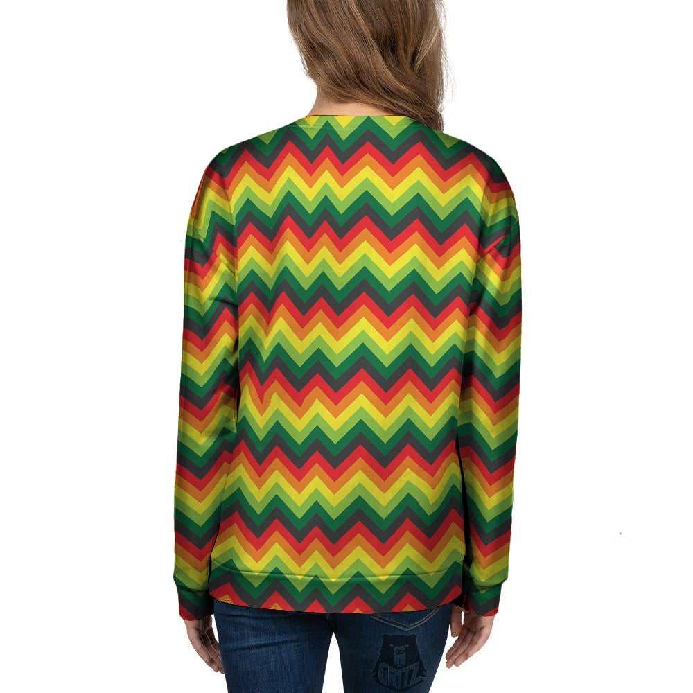 Reggae Zig Zag Print Pattern Women's Sweatshirt-grizzshop