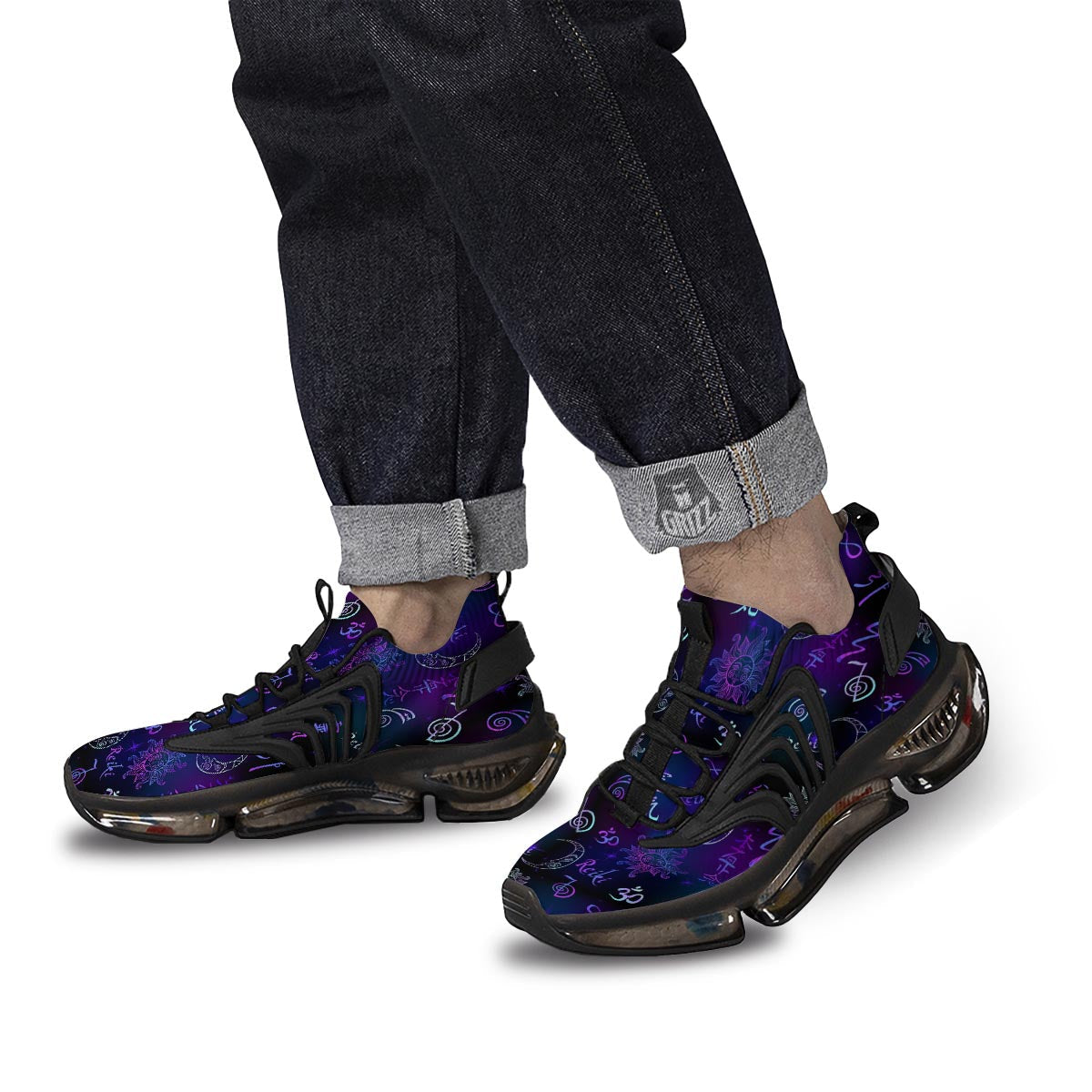 Reiki Energy Print Pattern Black Gym Shoes-grizzshop