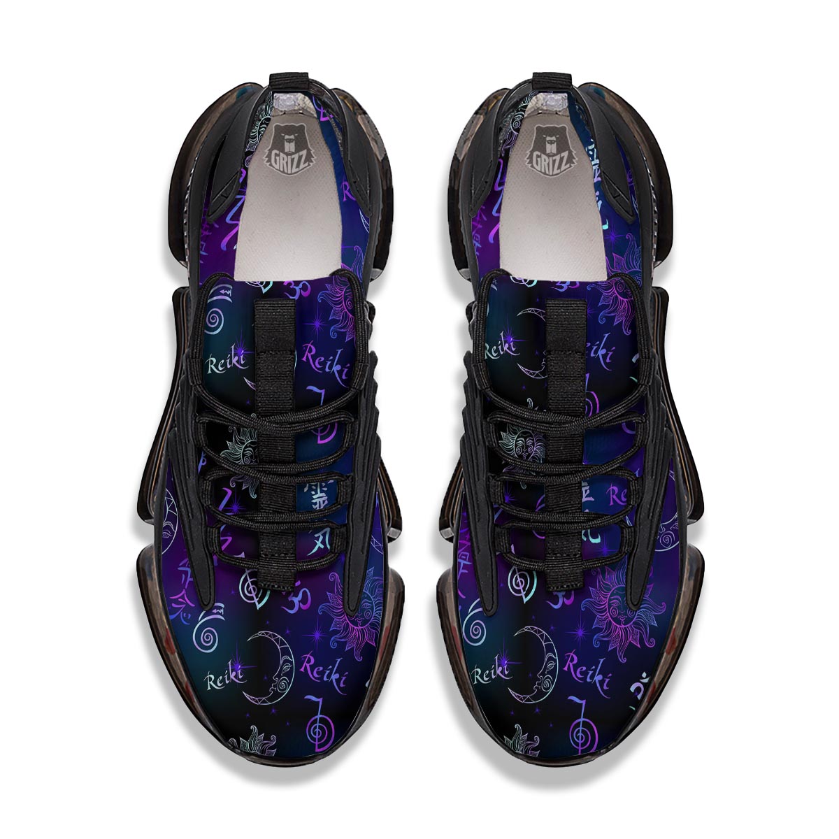 Reiki Energy Print Pattern Black Gym Shoes-grizzshop