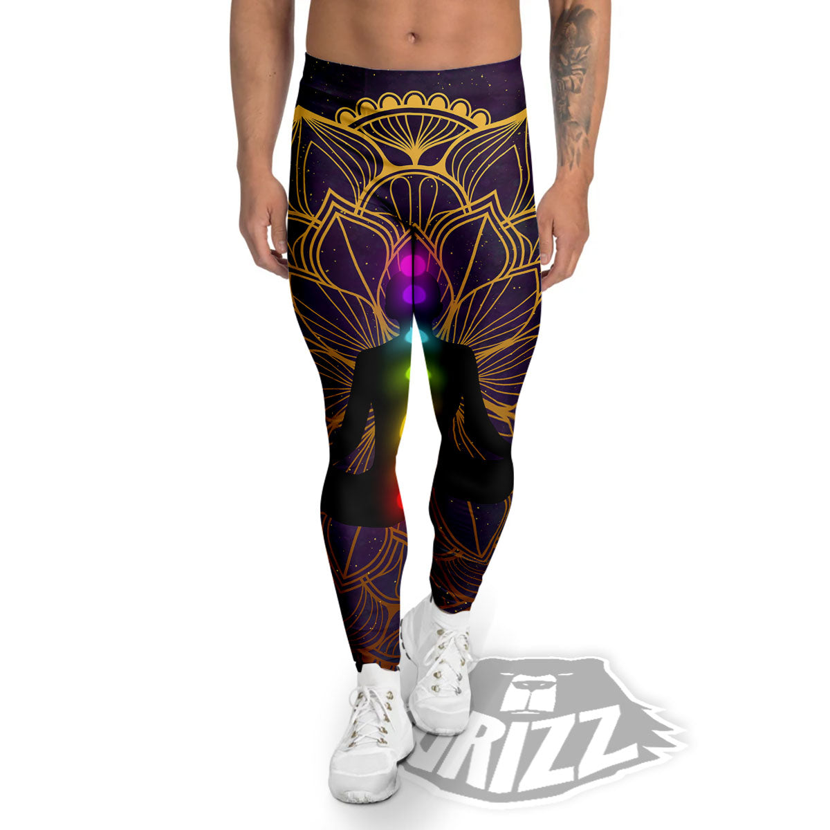 Reiki Golden Print Men's Leggings-grizzshop