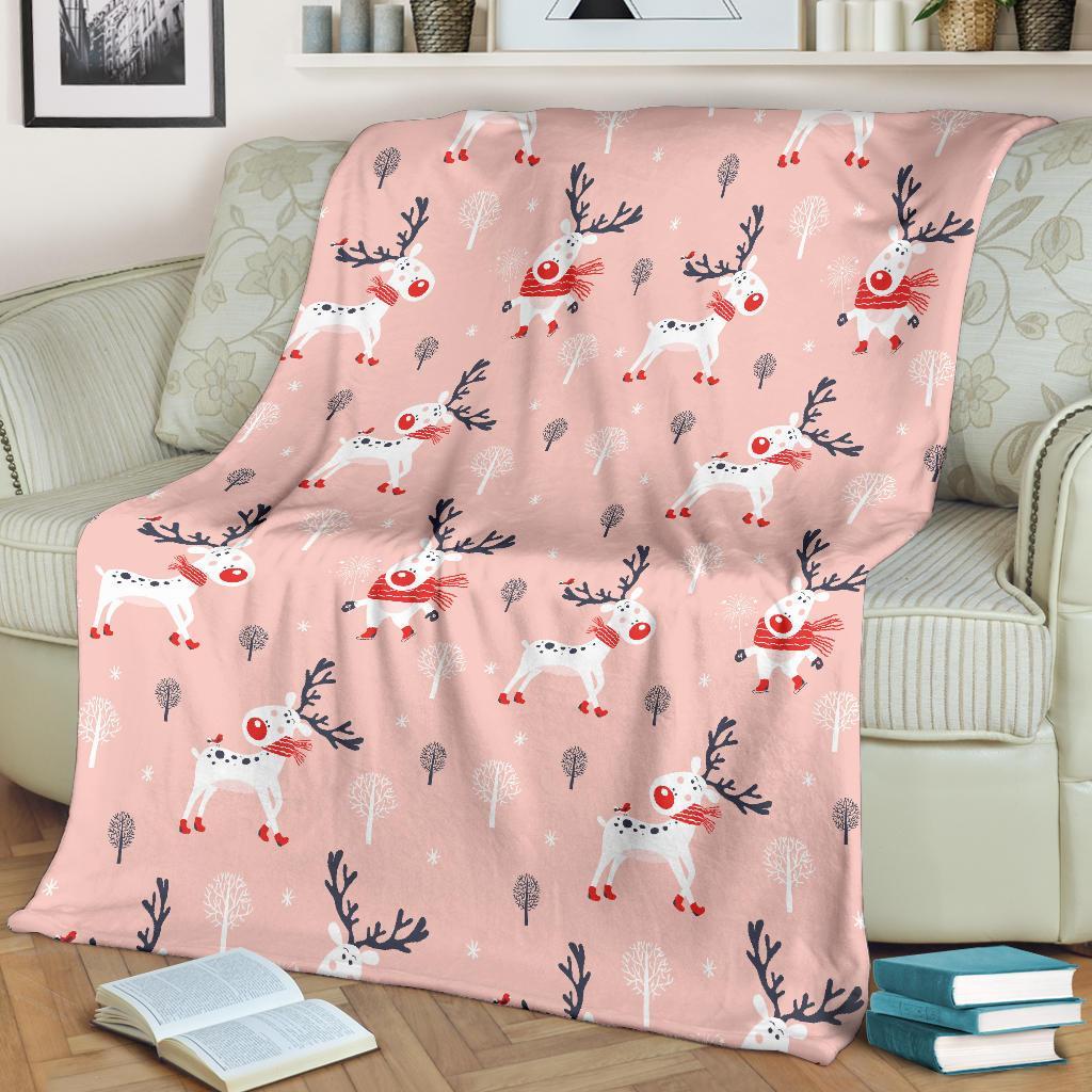 Reindeer Christmas Pattern Print Blanket-grizzshop