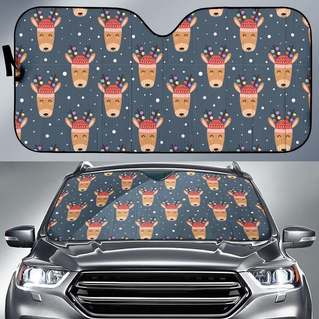 Reindeer Christmas Print Pattern Car Sun Shade-grizzshop
