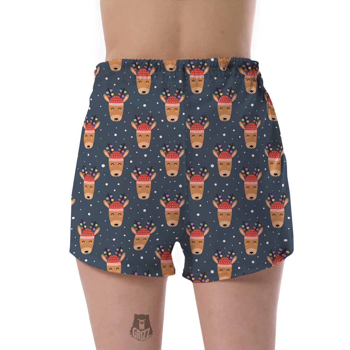 Reindeer Christmas Print Pattern Women's Shorts-grizzshop