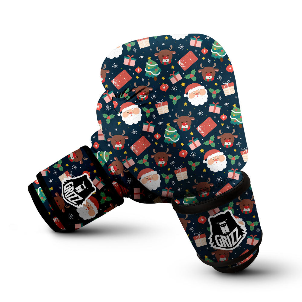 Reindeer Christmas Santa Print Pattern Boxing Gloves-grizzshop