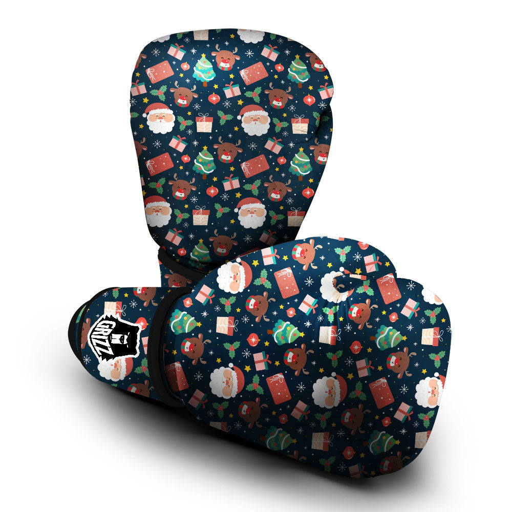 Reindeer Christmas Santa Print Pattern Boxing Gloves-grizzshop
